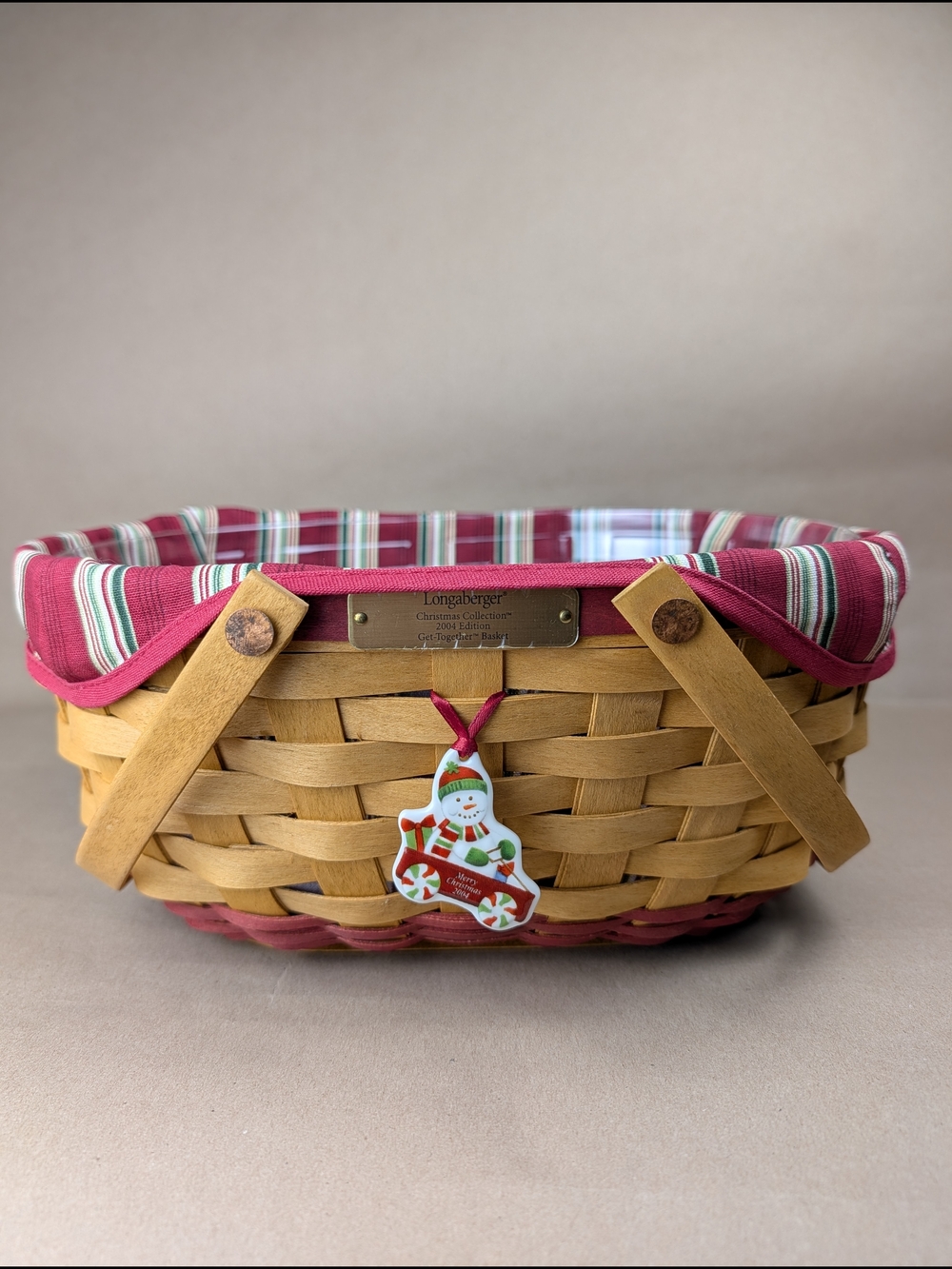 Longaberger Christmas Collection 2004 Get-Together Basket/Protector/Liner/Tie-On